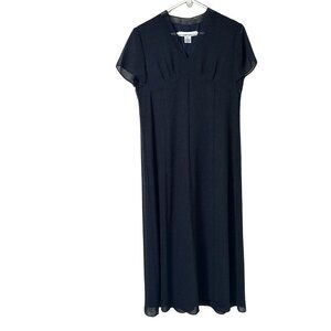 David Warren New York Dress Size Petite 12‎ 12P Navy Polka Dot Lined Sheer Maxi